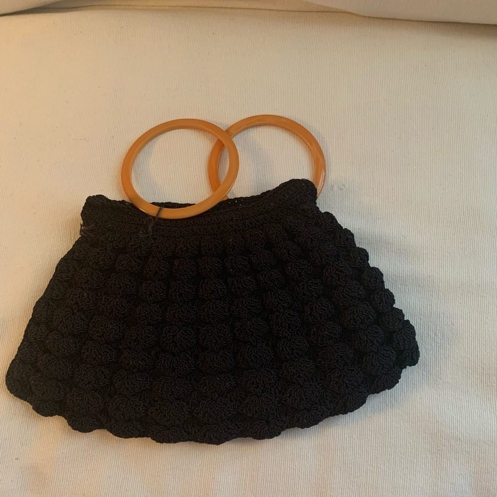 Vintage 1940’s Black Crochet Clutch Purse